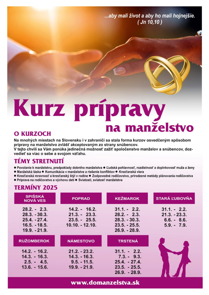 Štartujú Kurzy prípravy na manželstvo